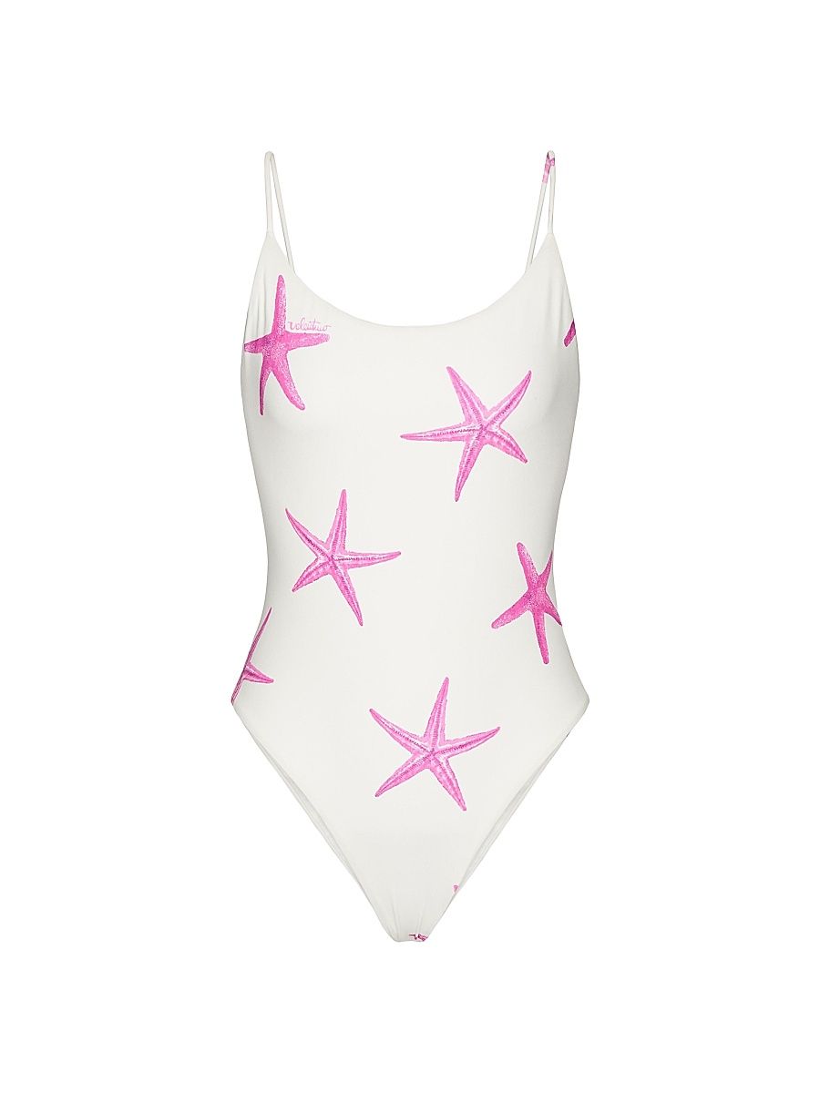 Women's Lycra Starfish One-Piece Swimsuit - Ivory Pink - Size Small
