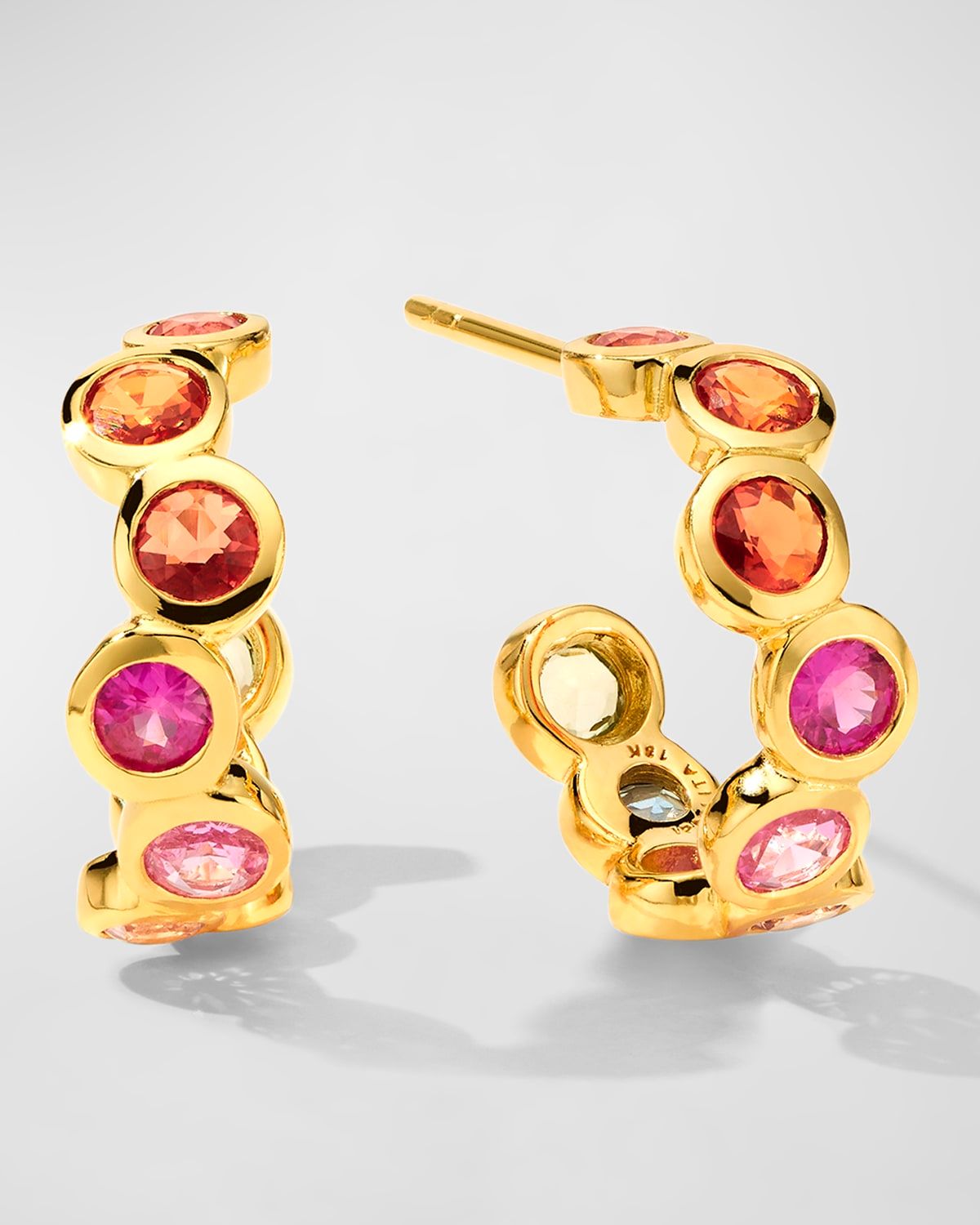 18K Starlet Huggie Earrings with Rainbow Sapphires