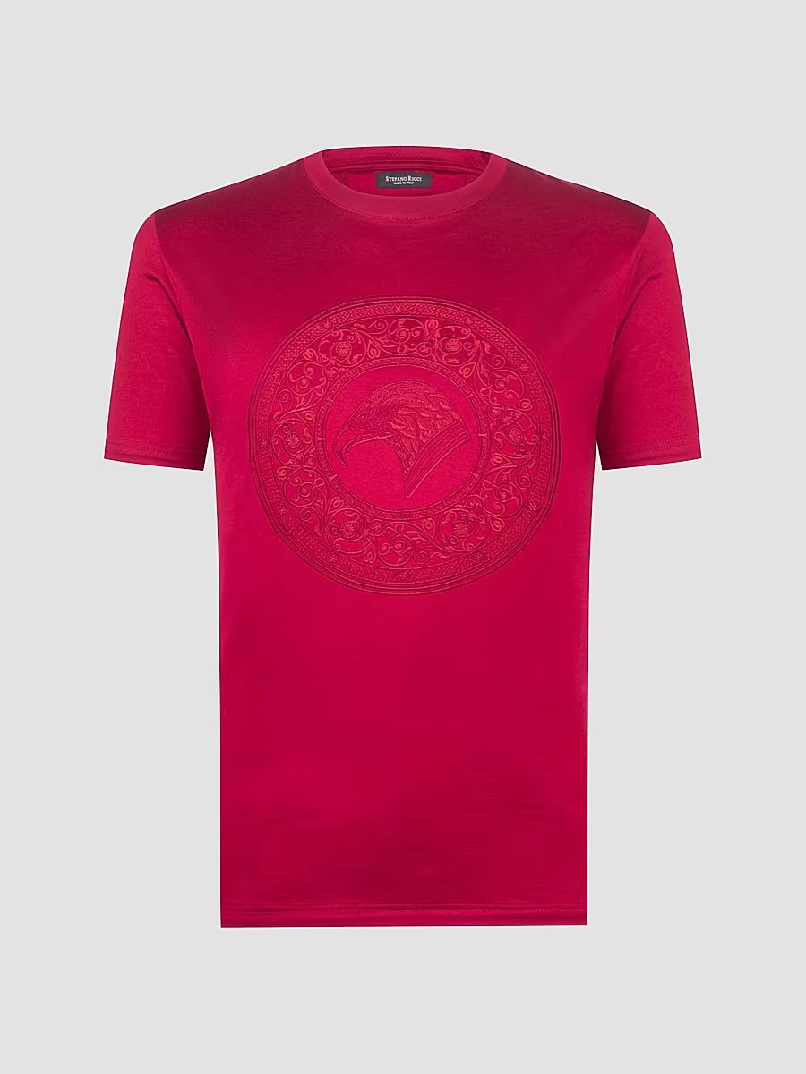 Men's Eagle Embroidered Logo T-Shirt - Cordovan Red - Size XXXXL