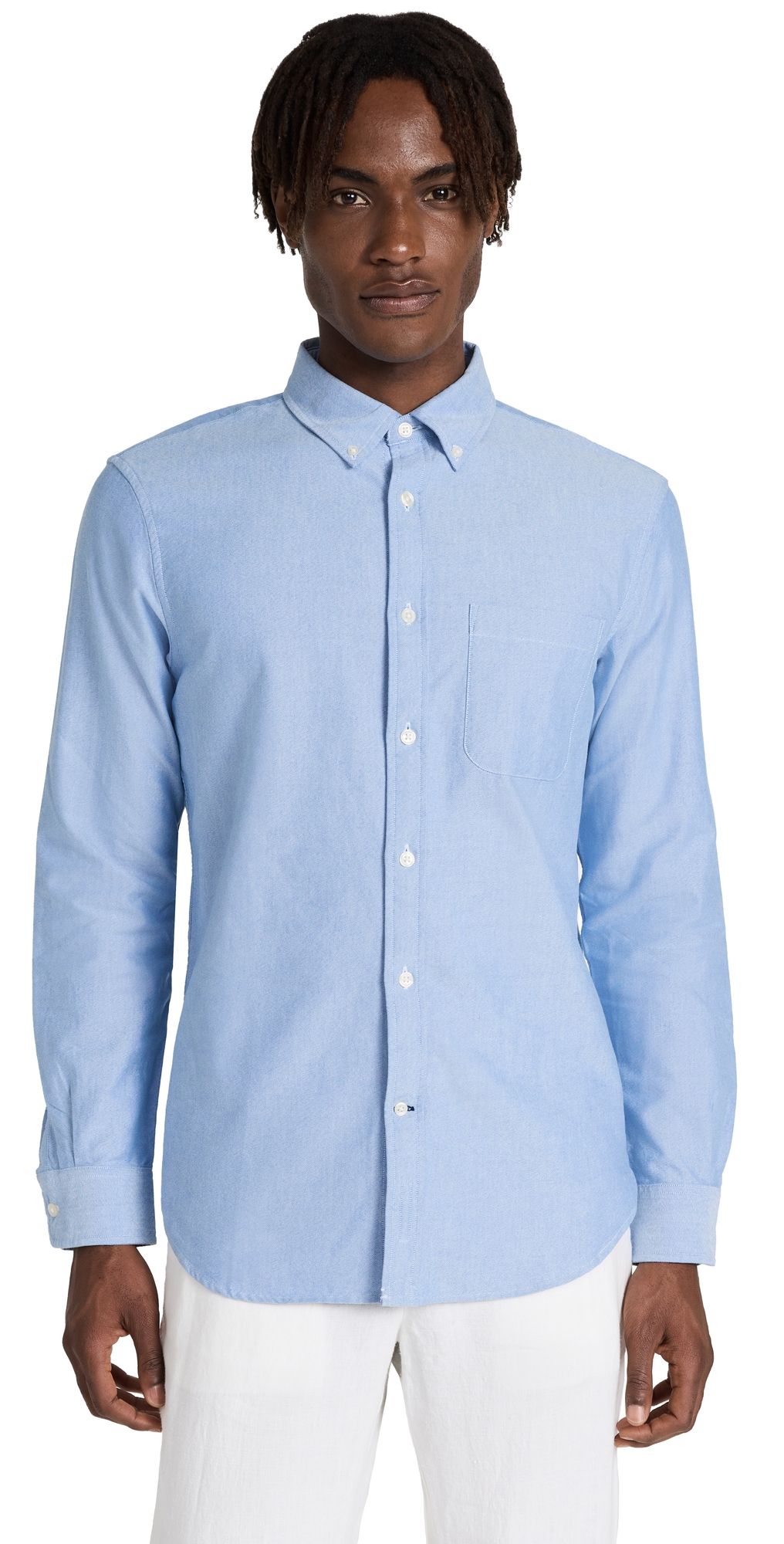 Club Monaco Long Sleeve Solid Oxford Shirt Blue XXL