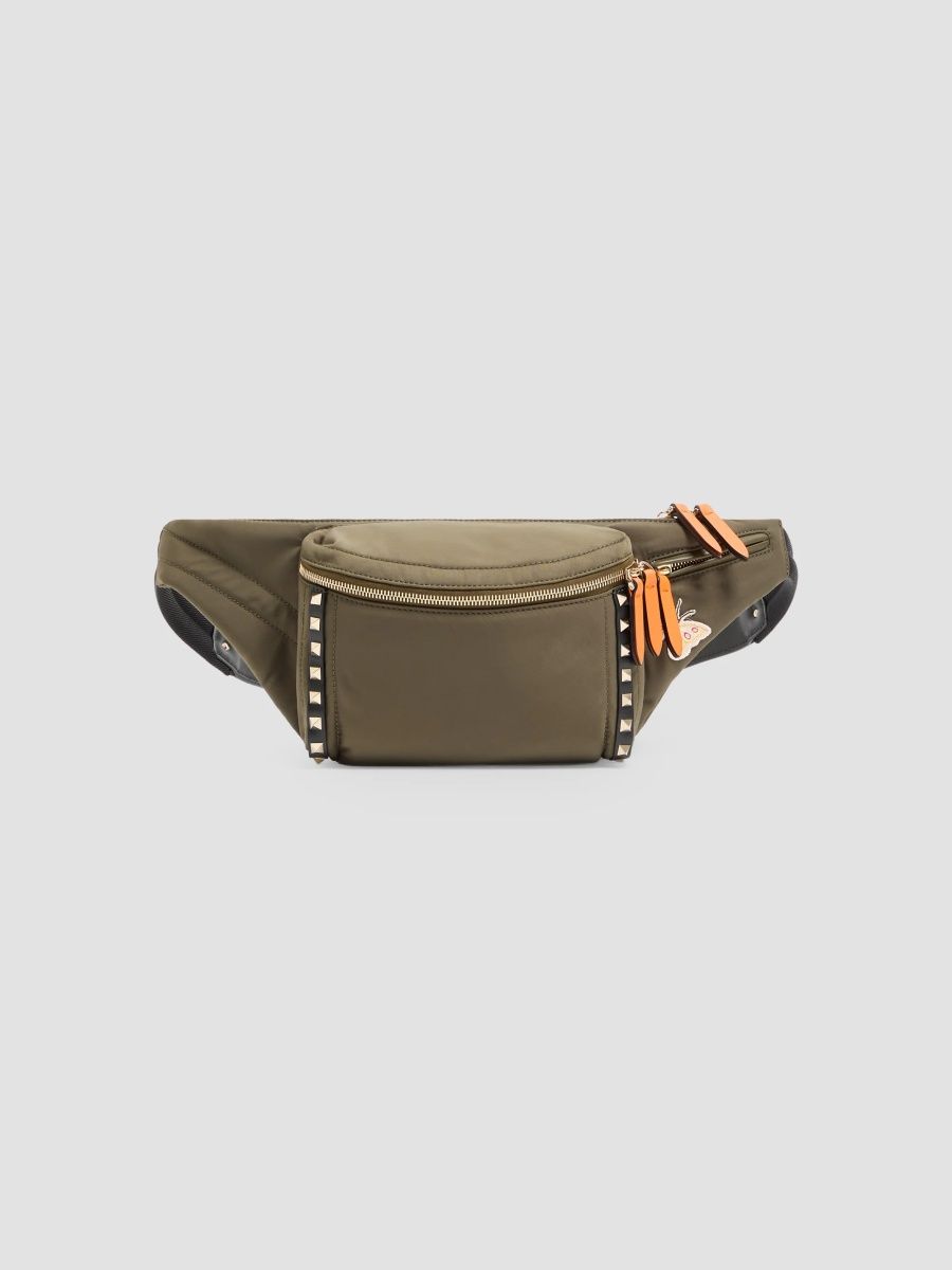 Valentino Men's Stud Up Waist Bag in Technical Fabric - Military Green