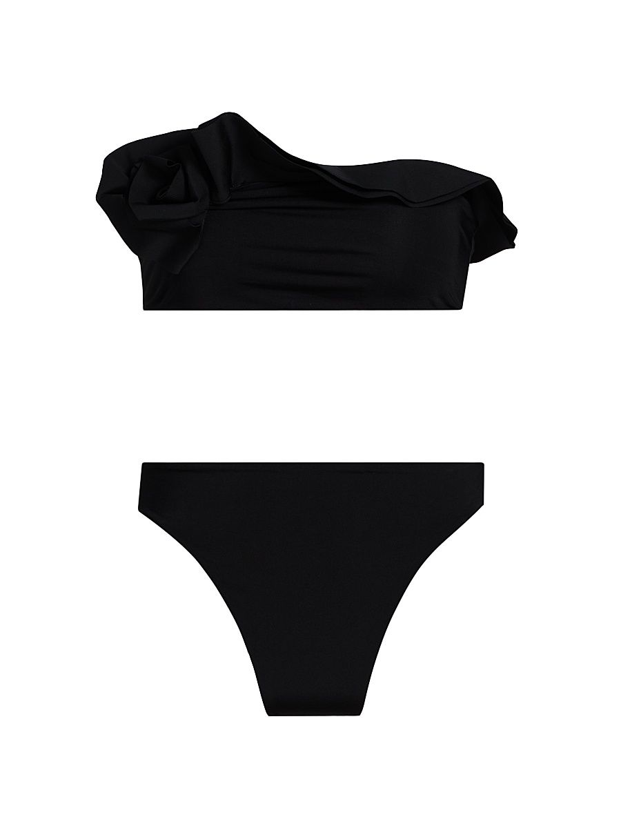 Women's Bies Ruffle-Trimmed Bikini Set - Black - Size 2