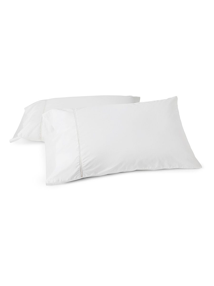 Lattice Organic Percale Pillowcase Set - Alpine White - Size Standard