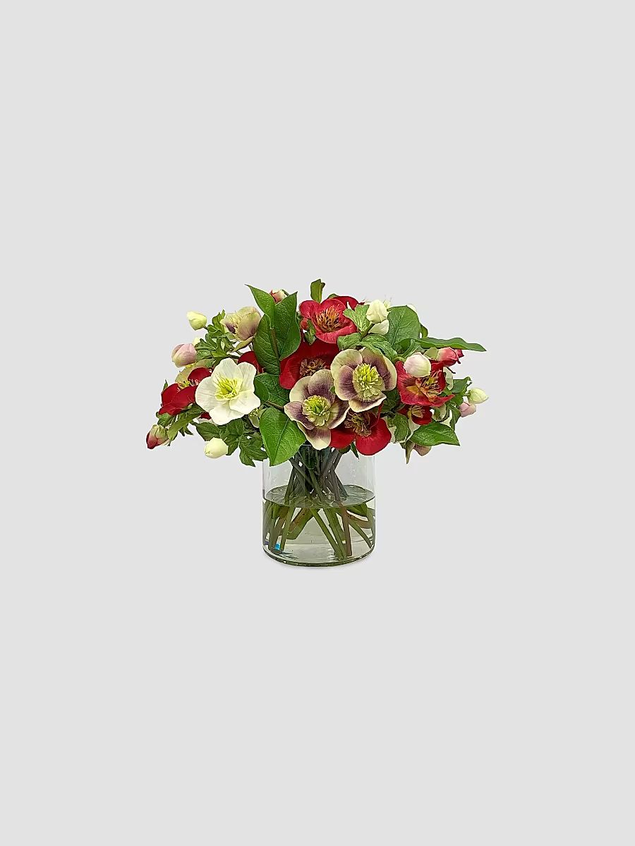 Holiday Newness Faux Hellebores Arrangement