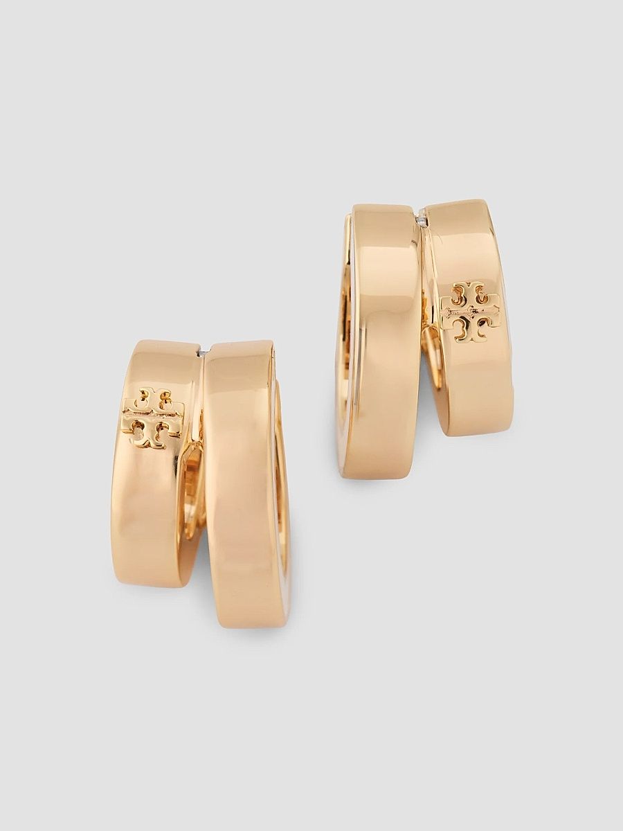 Women's Icon 18K-Gold-Plated & Enamel Double-Hoop Earrings - Gold Ivory
