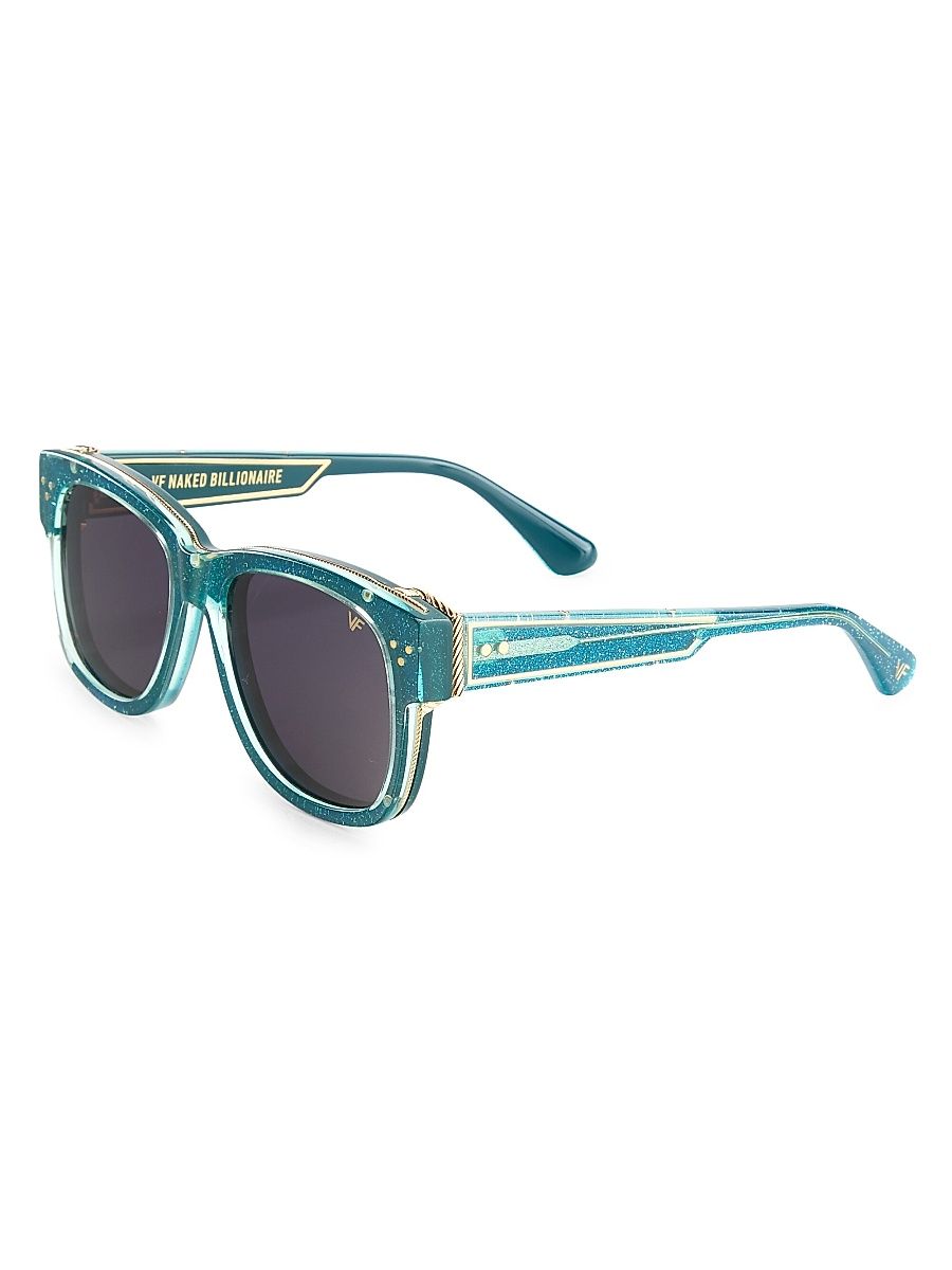 Men's 55MM Naked Billionaire Square Sunglasses - Translucent Blue