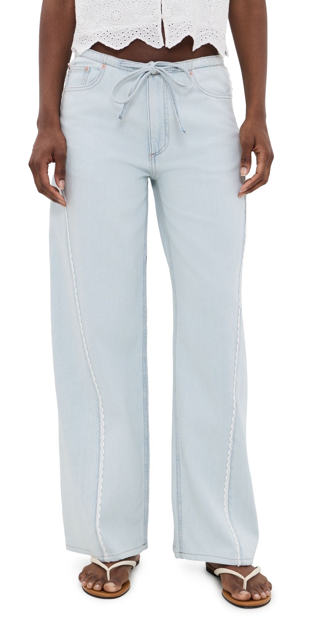 DL1961 Sienna Low Slung Wide Leg Relaxed Jeans Saltstone Lace (DL Aura) 29