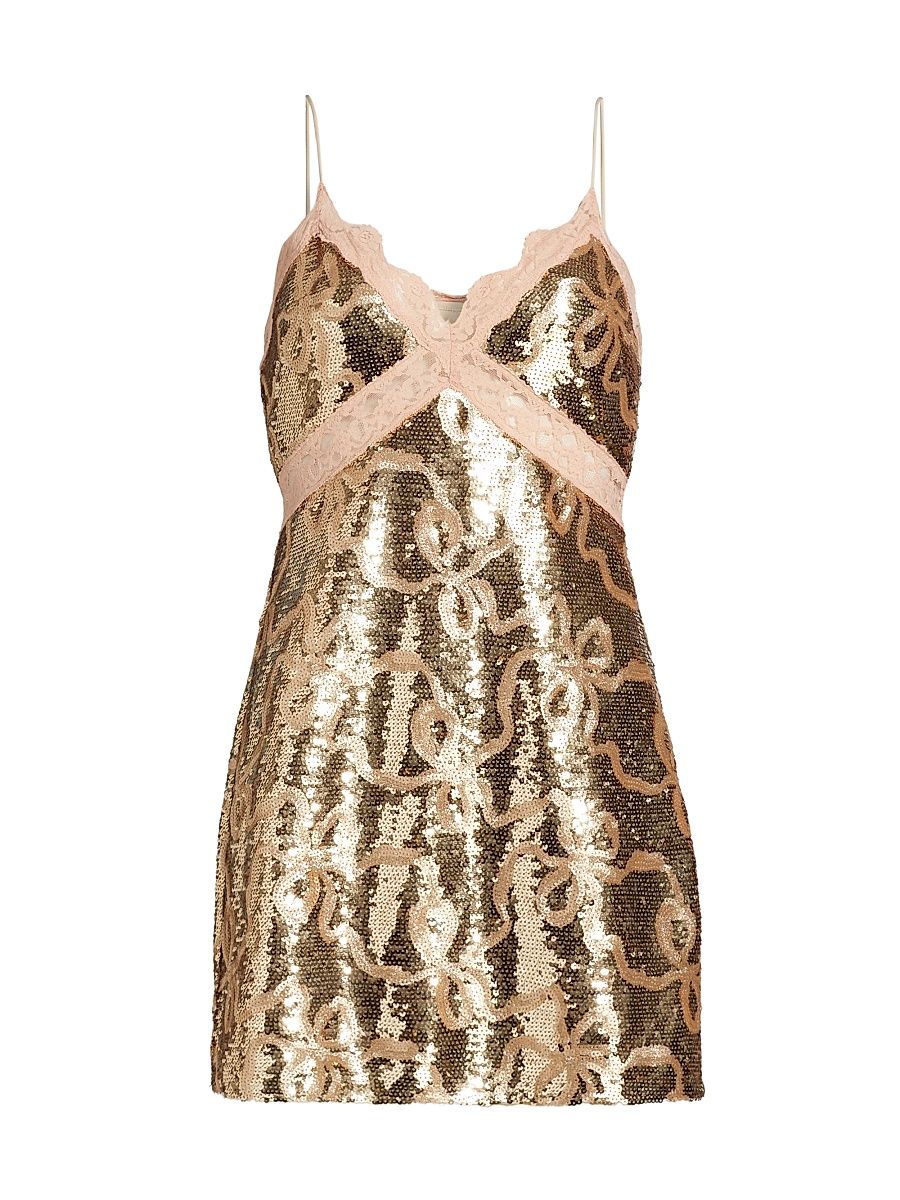 Women's Finita Sequined Minidress - Golden Honey - Size 8