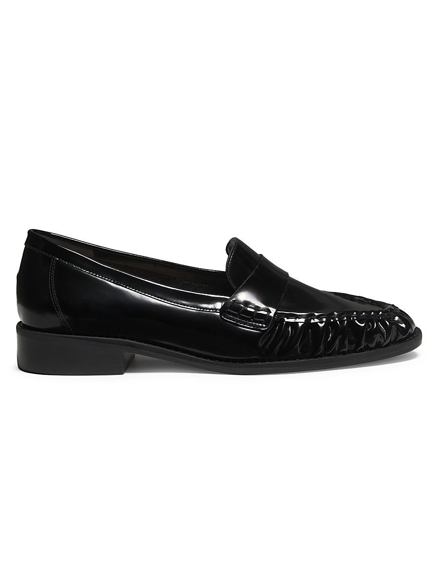 Women's Classic Crocodile-Embossed Loafers - Black - Size 8
