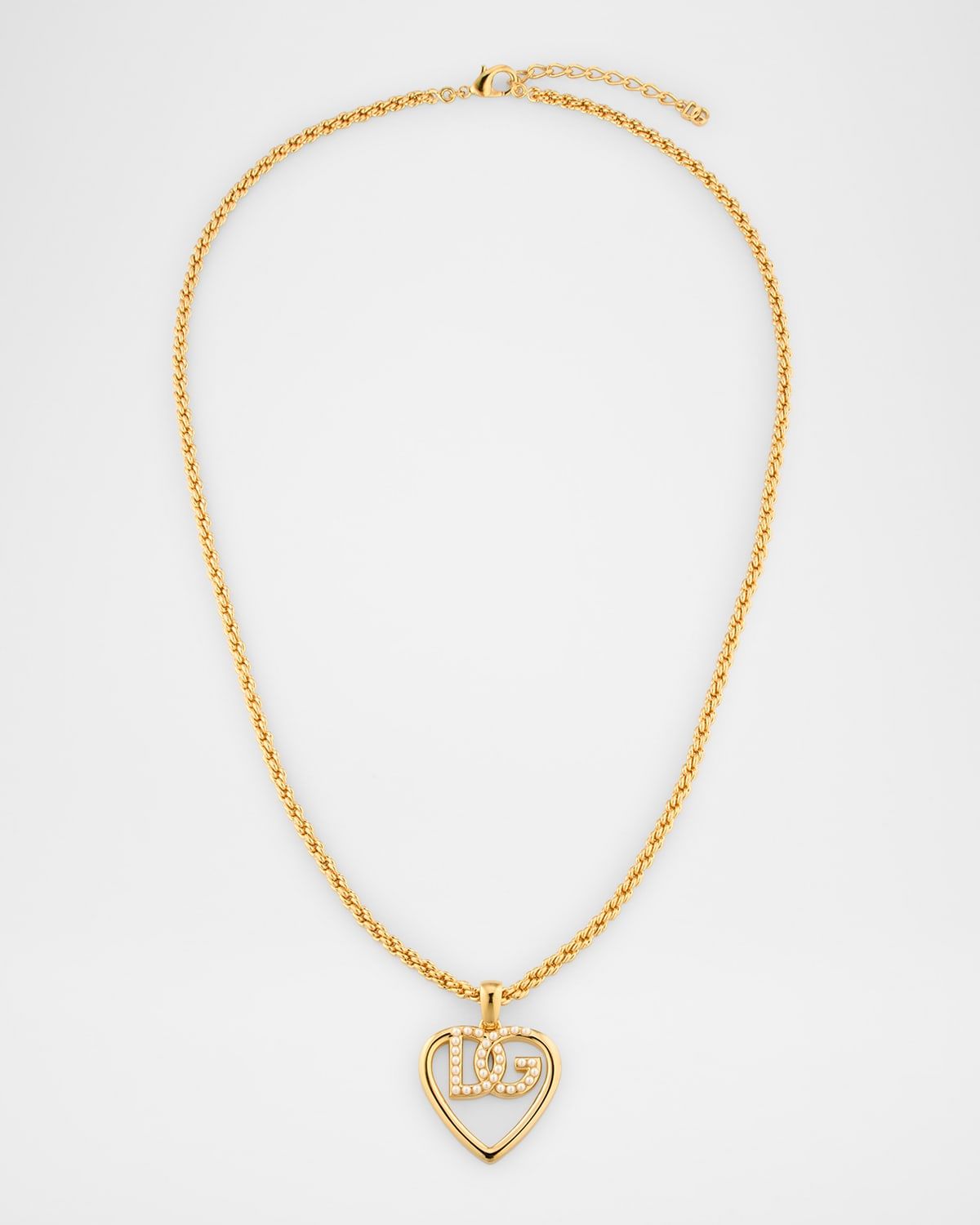 Embellished DG Logo Heart Pendant Necklace