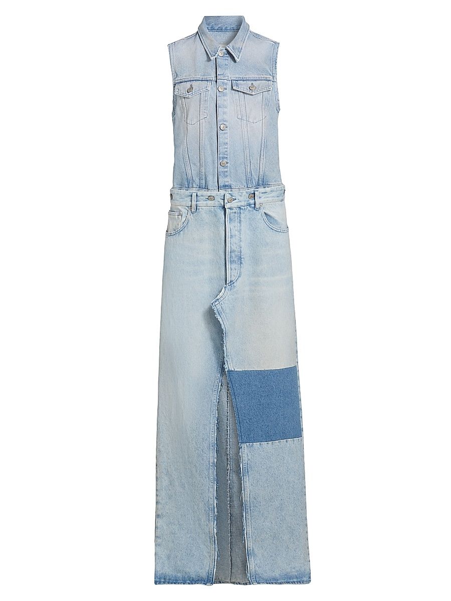 Women's Denim Maxi Shirtdress - Medium Blue - Size 4