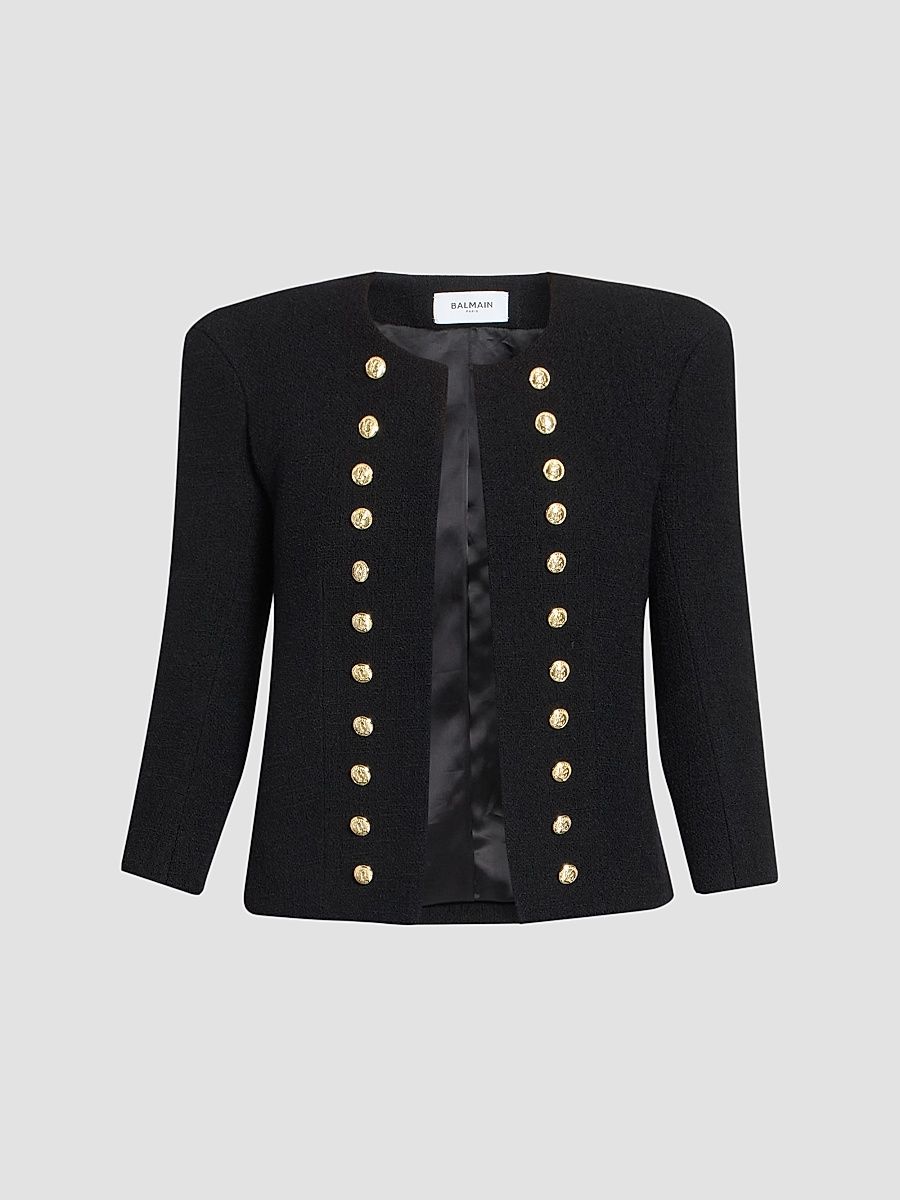 Balmain Women's Spencer Wool Bouclé Jacket - Noir - Size 14