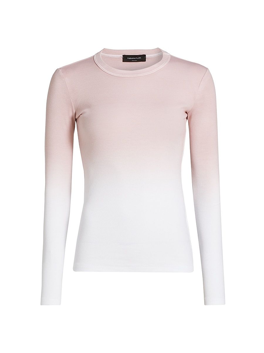 Women's Ombrê Long-Sleeve T-Shirt - Fard - Size 2