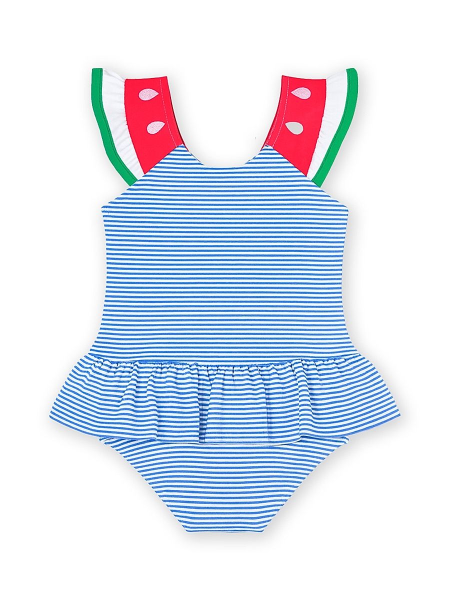 Little Girl's Striped Seersucker One-Piece Swimsuit - Royal - Size 6