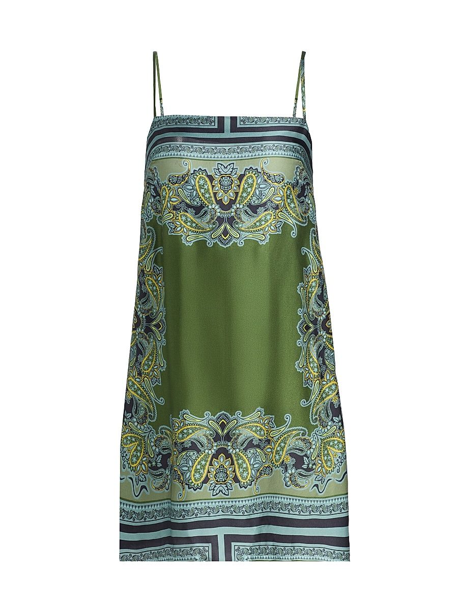 Women's Maxine Paisley Satin Mini-Shiftdress - Moss Scarf - Size Large