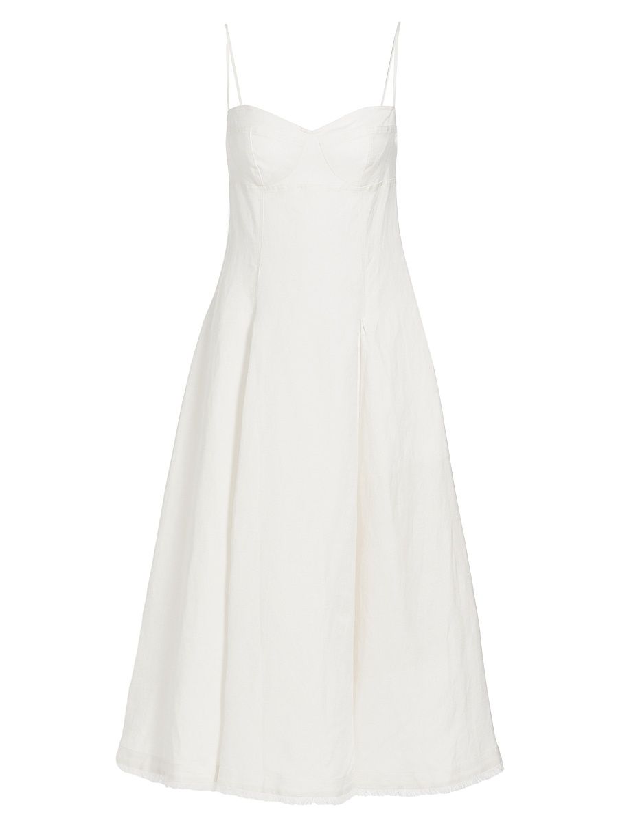 Women's Analise Linen-Blend Bustier Midi-Dress - White - Size Large