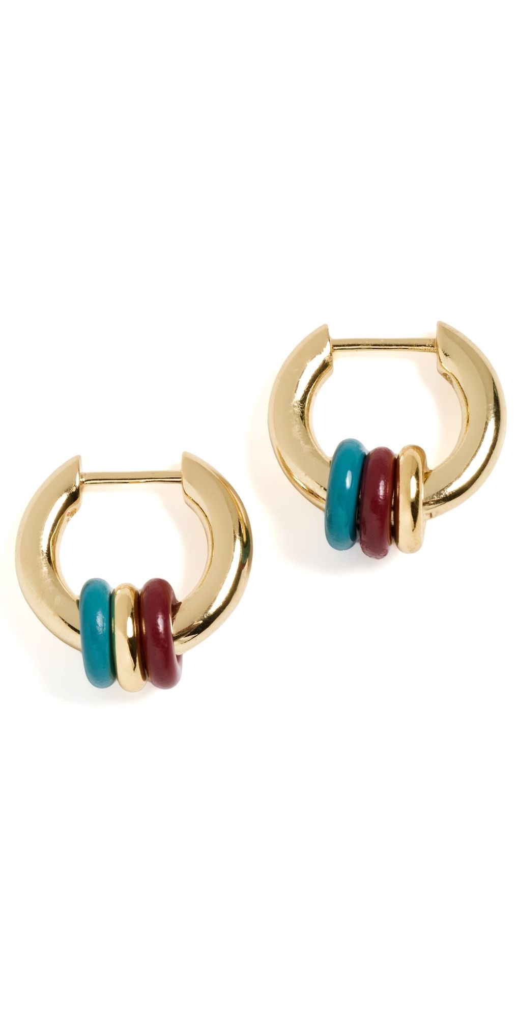 Madewell Enamel Small Multi Ring Hoop Earrings Pomegranate Seed One Size