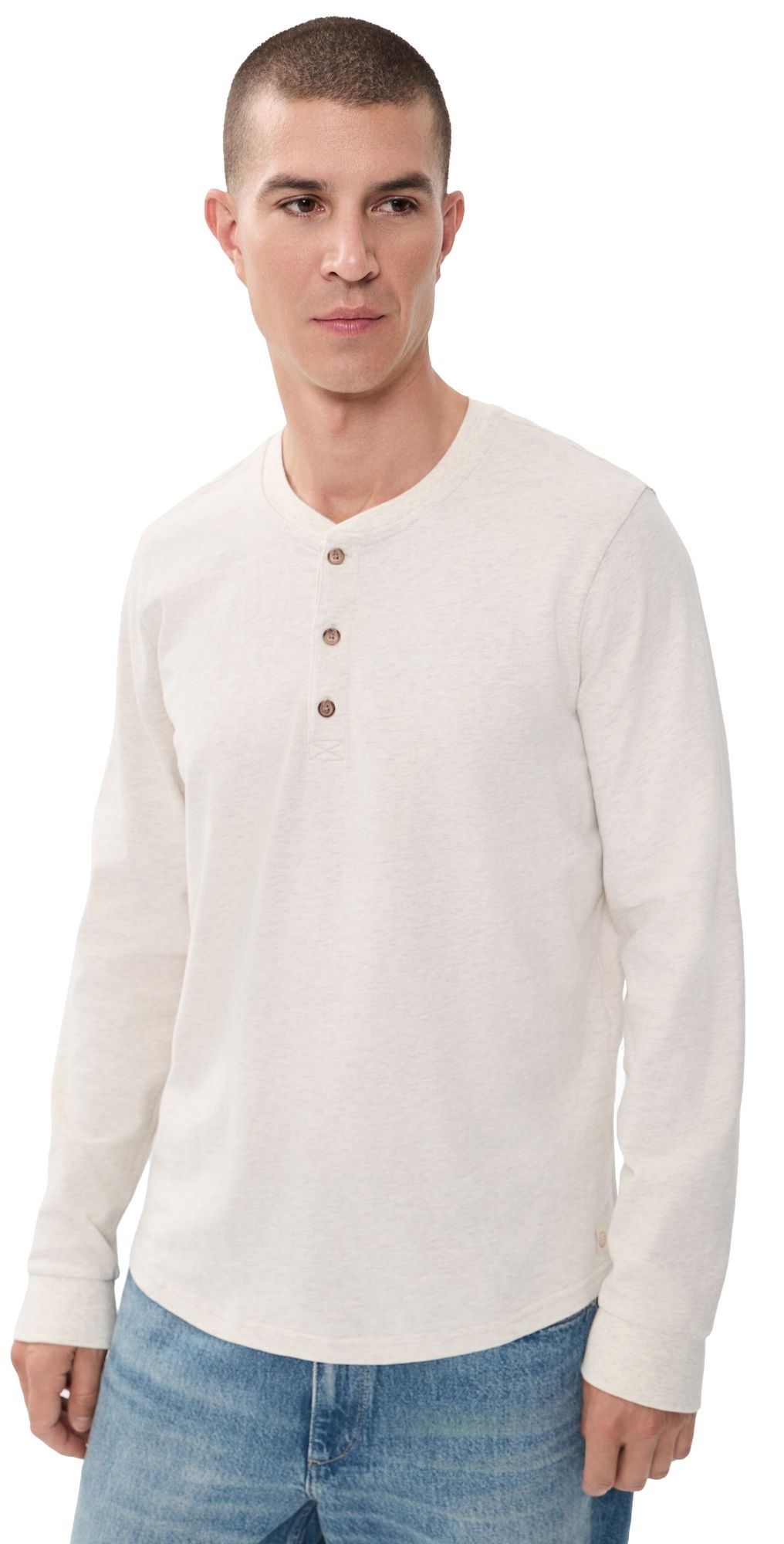 Marine Layer Luxe 250 Henley Oatmeal Heather S