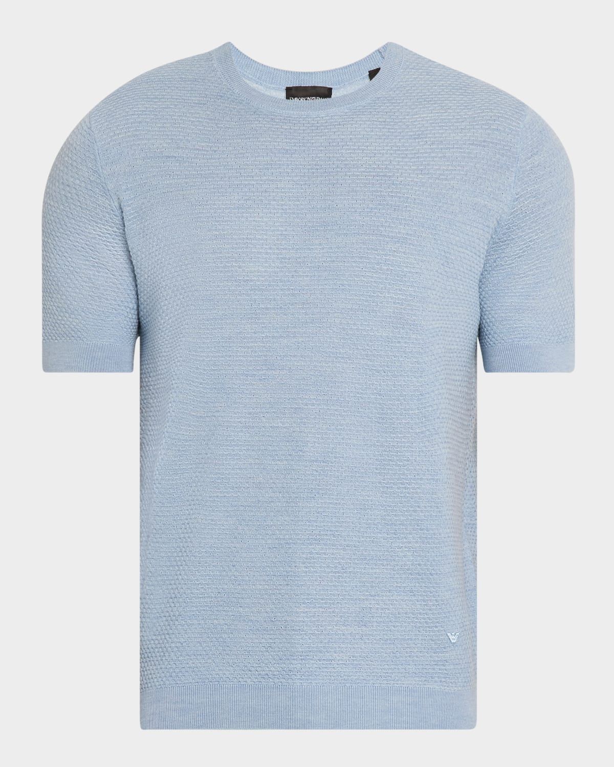 Men & apos;s Textured Wool Short-Sleeve Crewneck Sweater