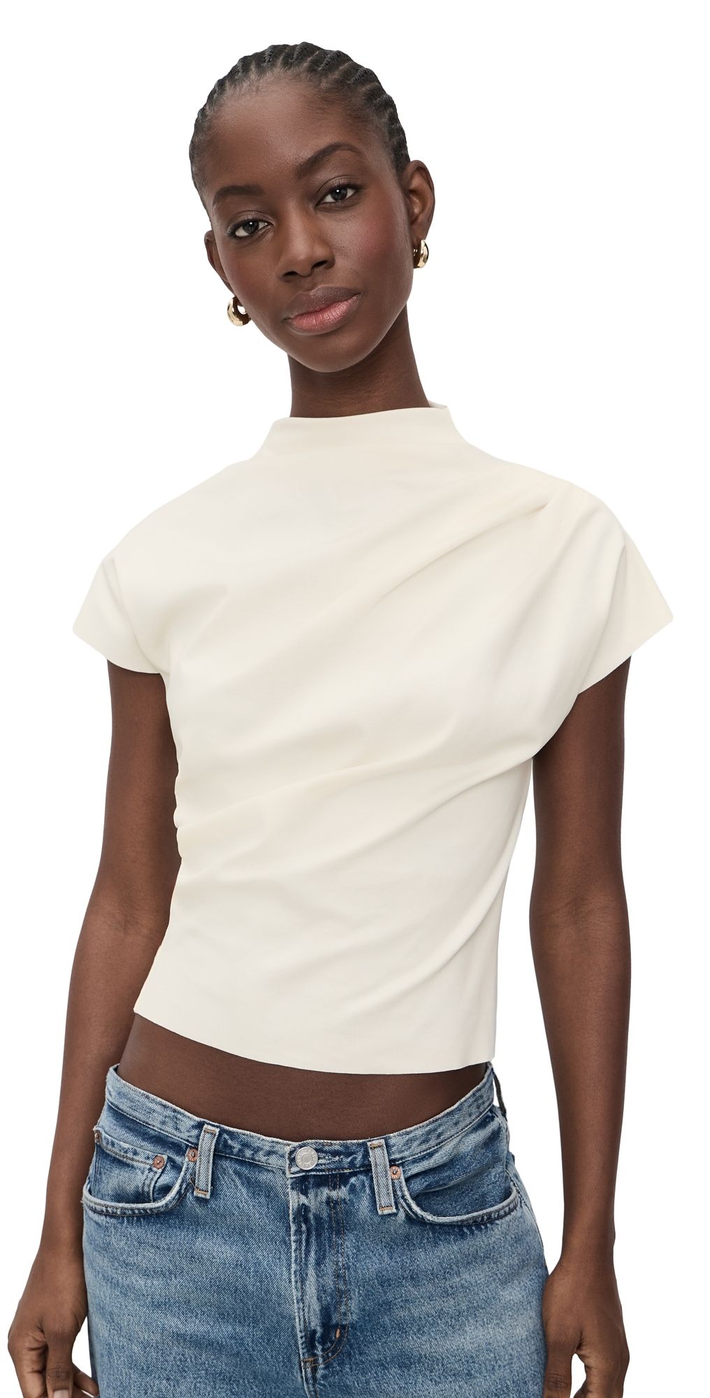 Line & Dot Archer Draped Top Cream M