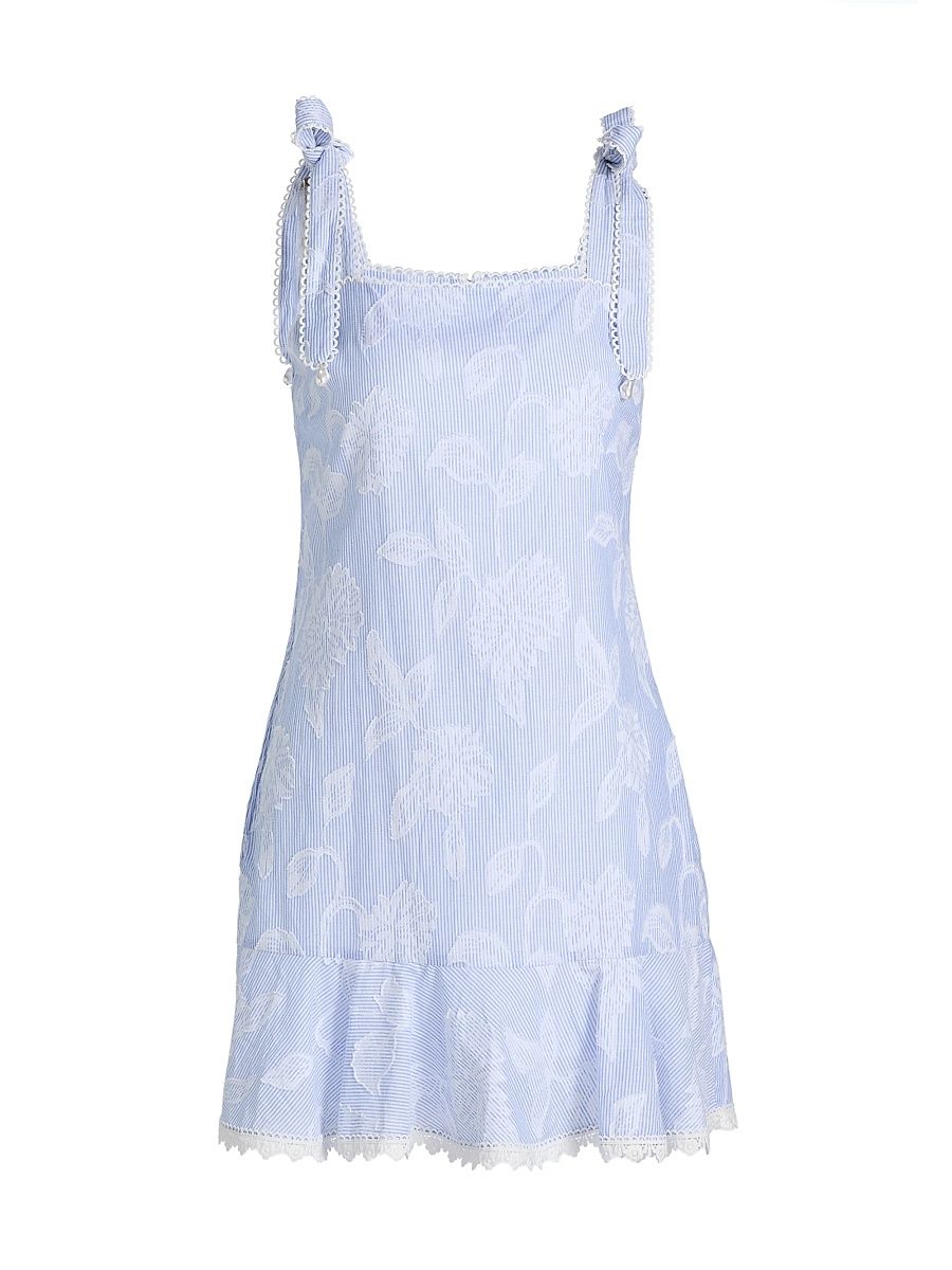 Women's Darcey Floral Stripe Minidress - Light Blue White - Size XL