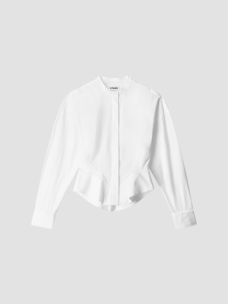 Women's Rhys Stretch-Cotton Peplum Shirt - White - Size XL