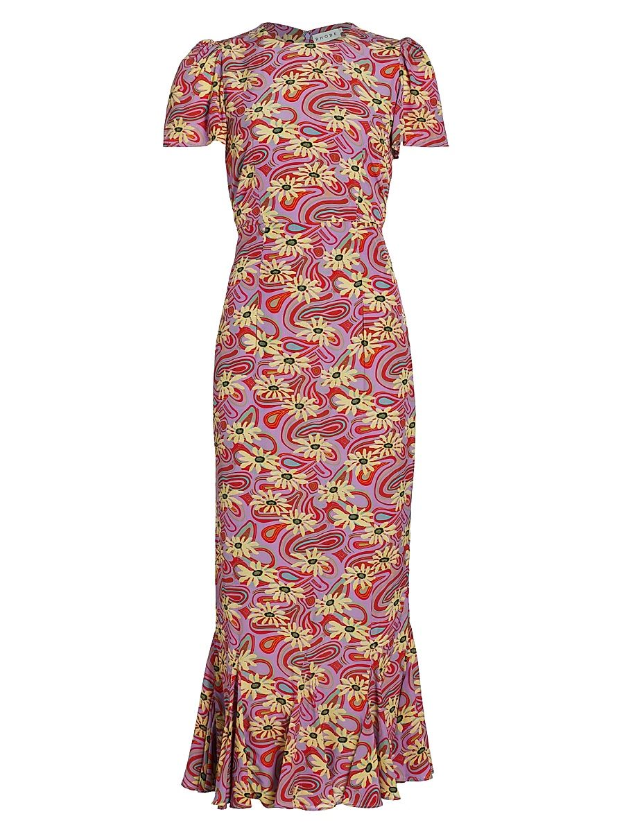 Women's Lulani Floral Midi-Dress - Pink Floral Trip Mini - Size 2