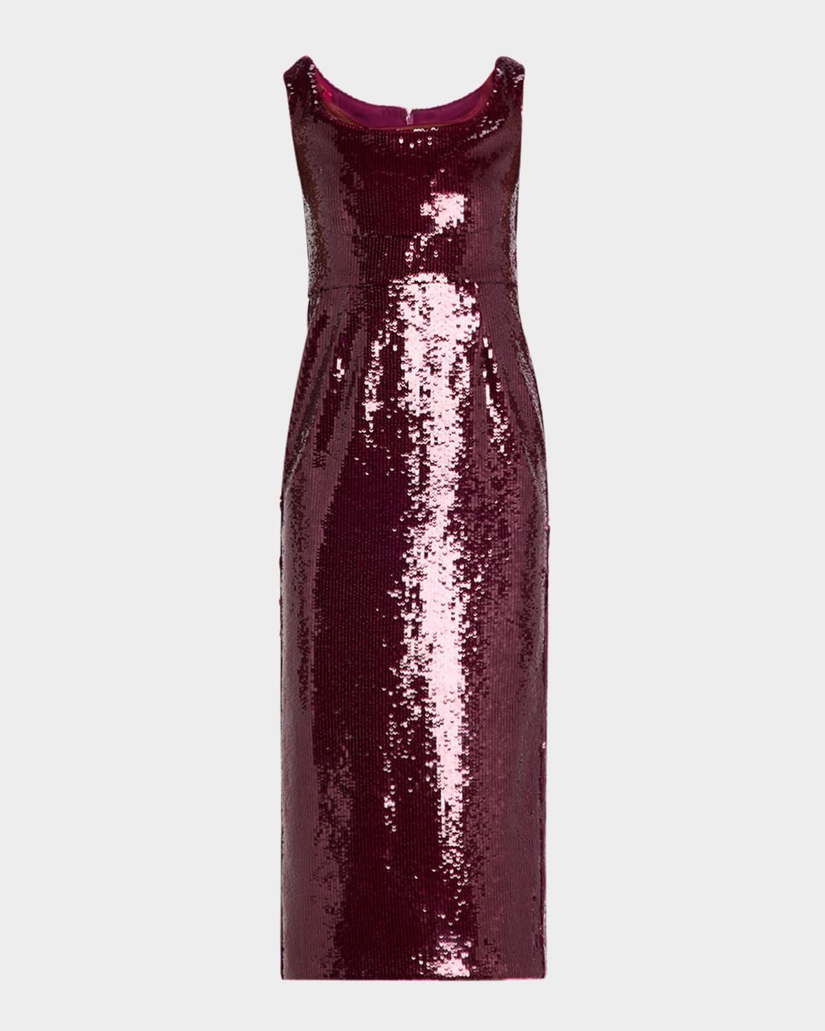 Off-The-Shoulder Sequin Midi Dress