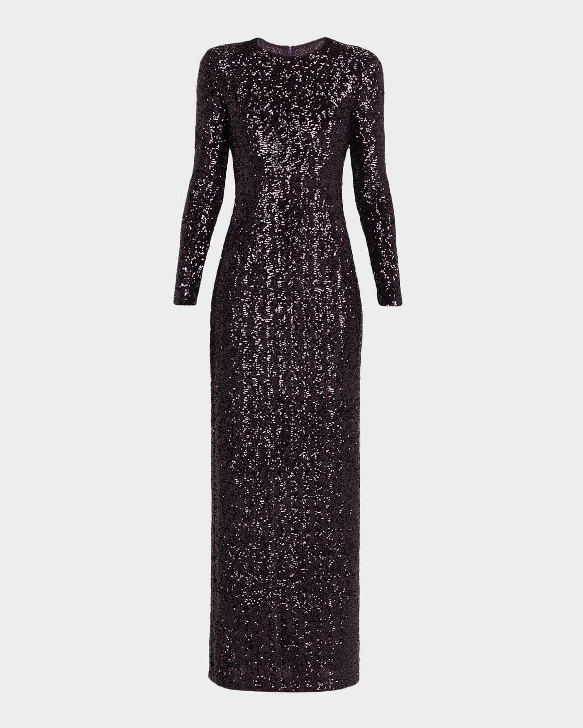 Stretch Sequined Long-Sleeve Gown