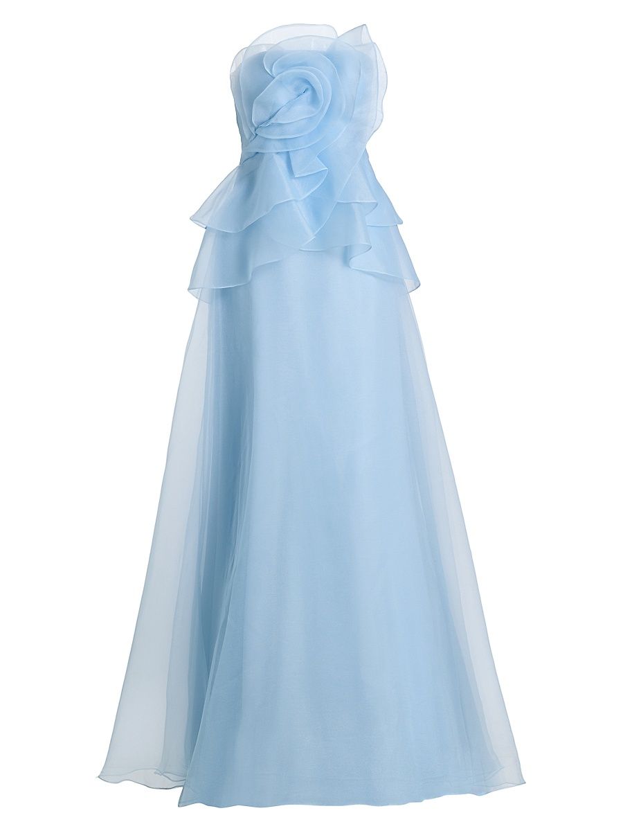 Women's Gilda Strapless Draped Rose Gown - Serenity Blue - Size 14