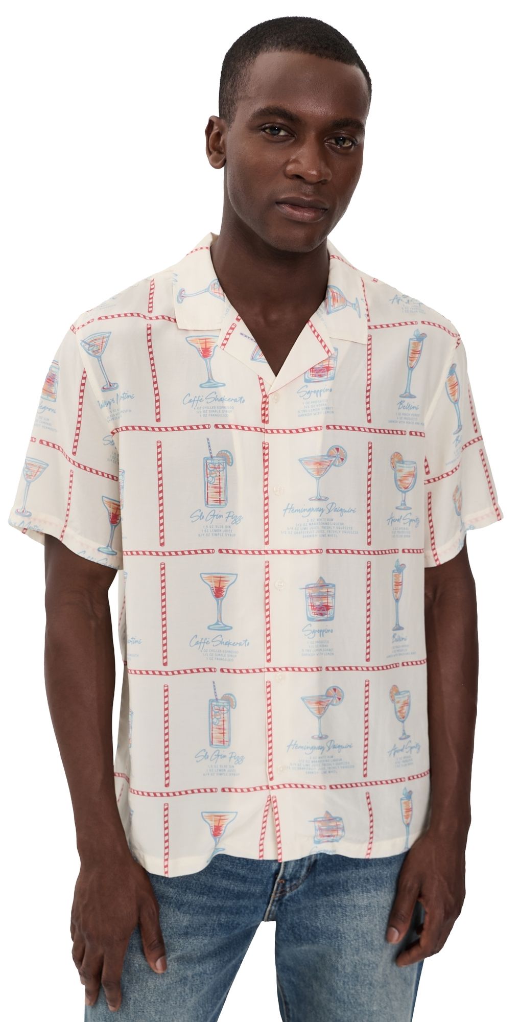 Marine Layer Luxio Resort Button Down Shirt Multi Happy Hour Print XL