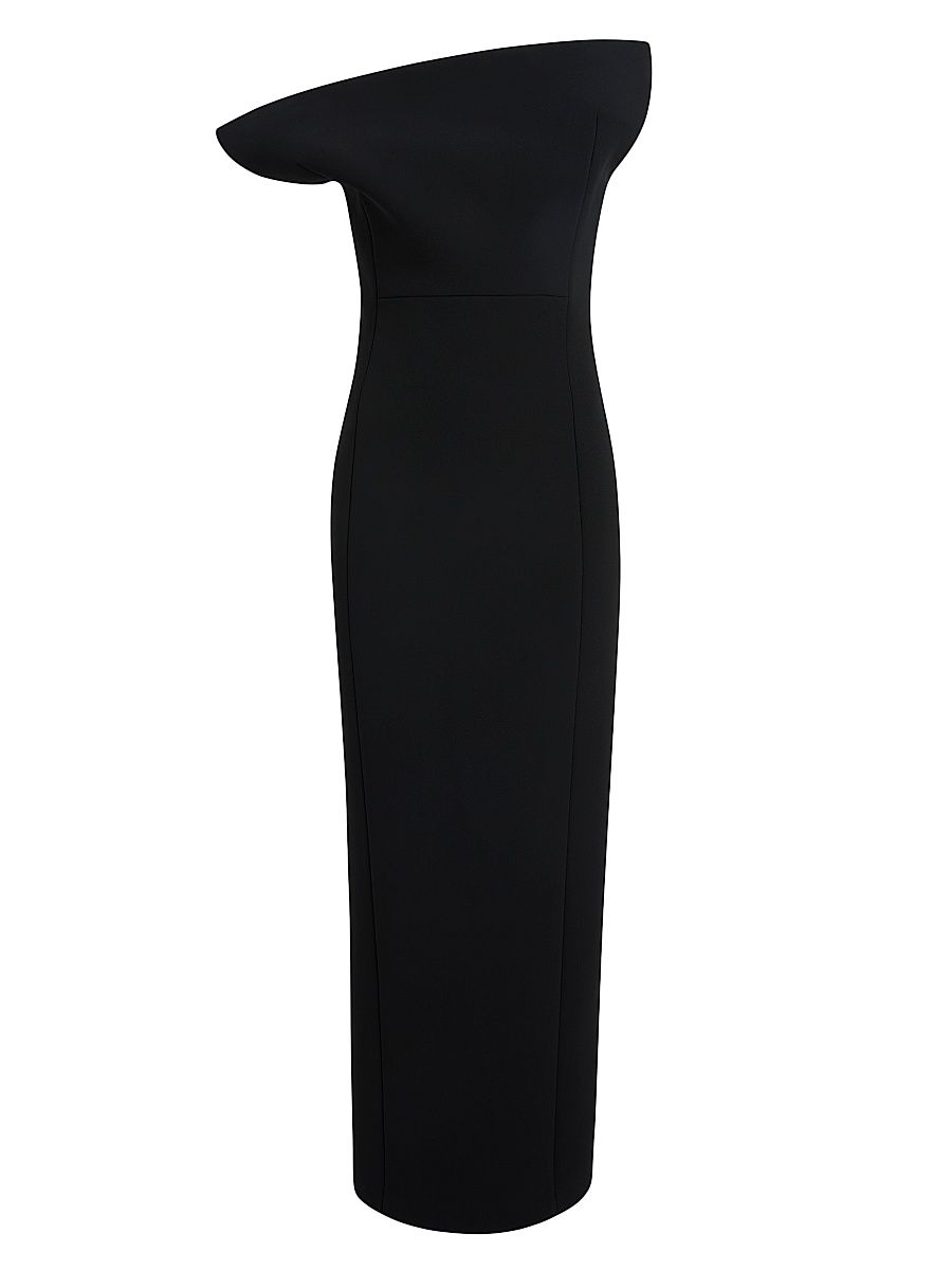 Women's Cato Draped Asymmetric Gown - Black - Size 10