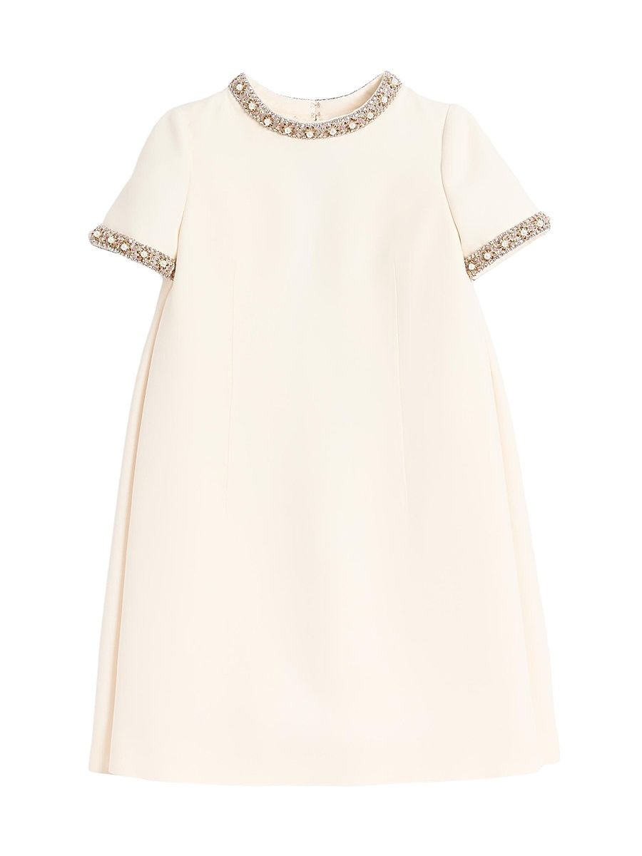 Women's Embroidered Crepe Couture Short Dress - Ivory Multicolor - Size 6