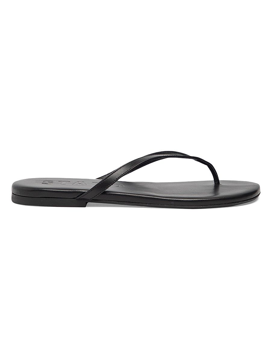 Women's Freja Leather Thong Sandals - Black - Size 12