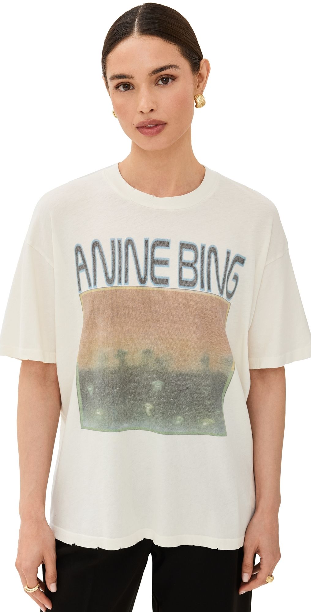 ANINE BING Cade Mushrooms Tee Off White S