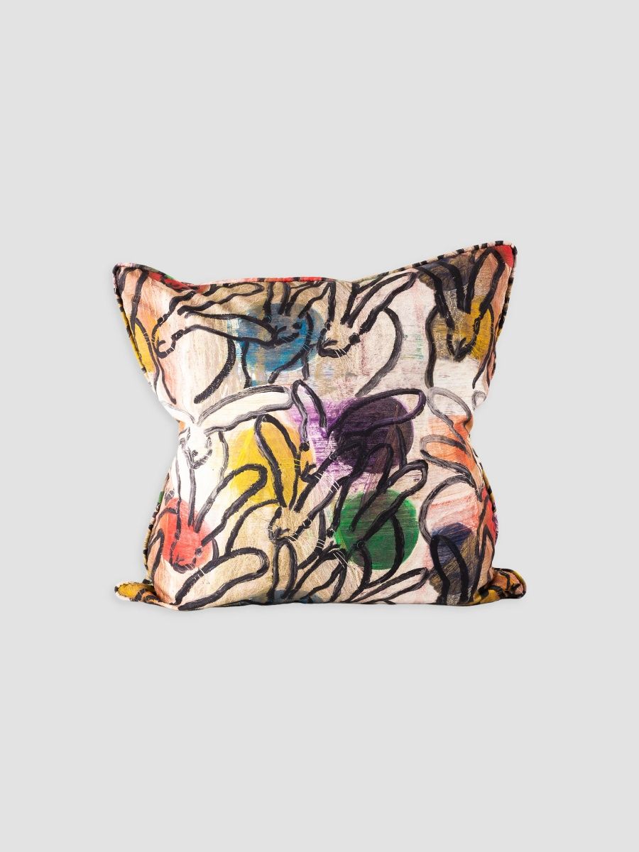 Hunt Slonem Bunnies & Orbs Cotton Pillow - Multi