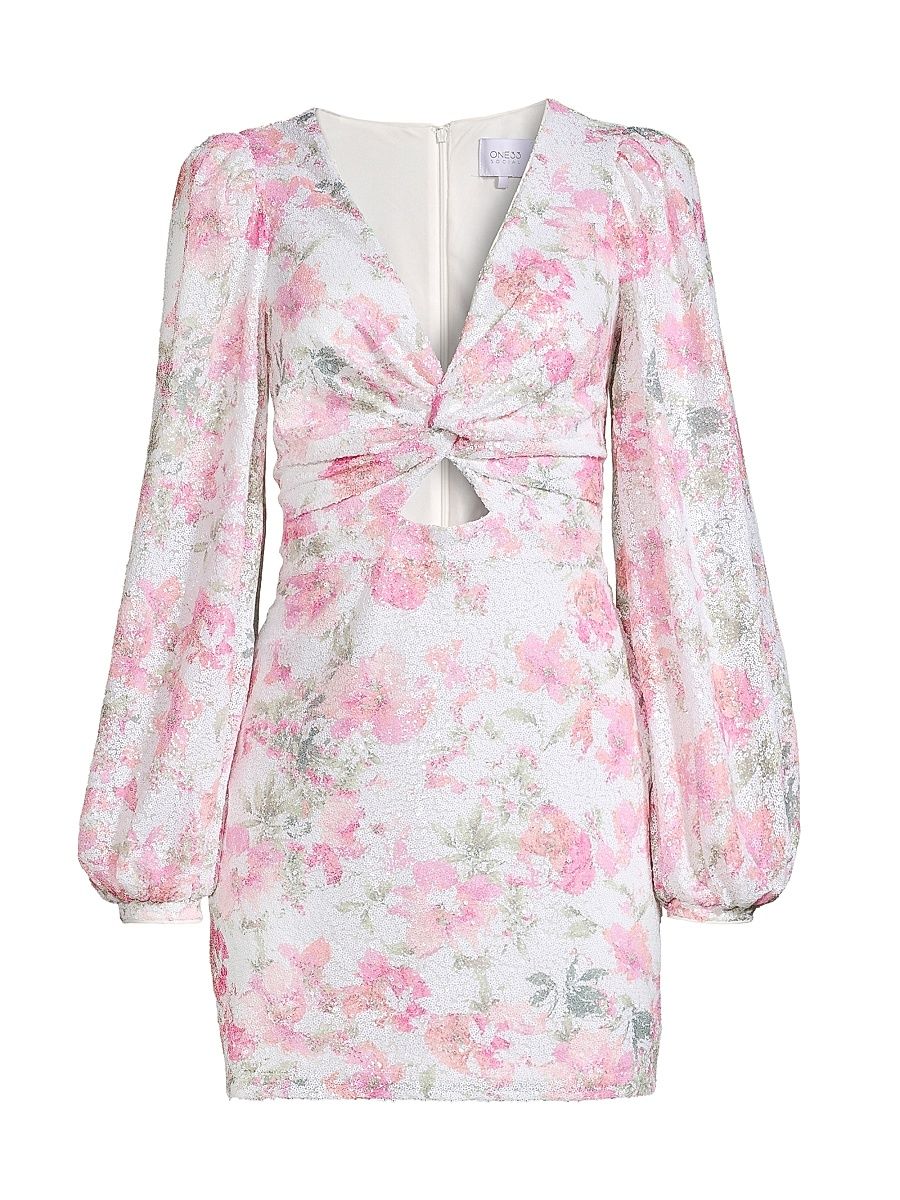 Women's Vintage Floral Minidress - Ivory Multi - Size 10