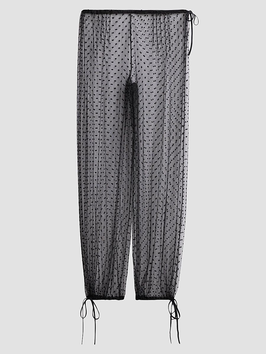 Women's Merci Polka Dot-Embroidered Tulle Cover-Up Pants - Black - Size Large
