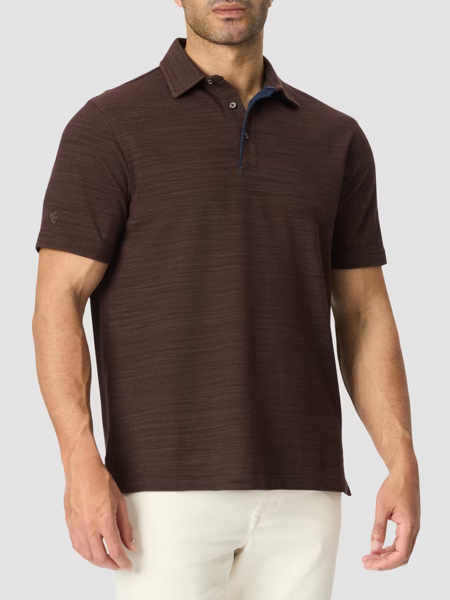 Robert Graham Men's Bogner Knit Polo Shirt - Brown - Size XL