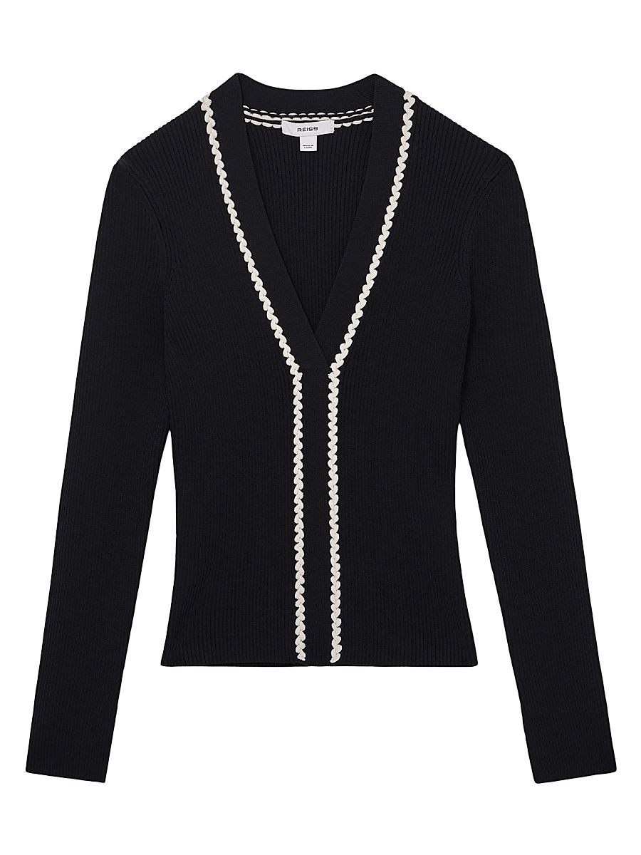 Women's Lauri Craft-Stitch Top - Navy Ivory - Size XL