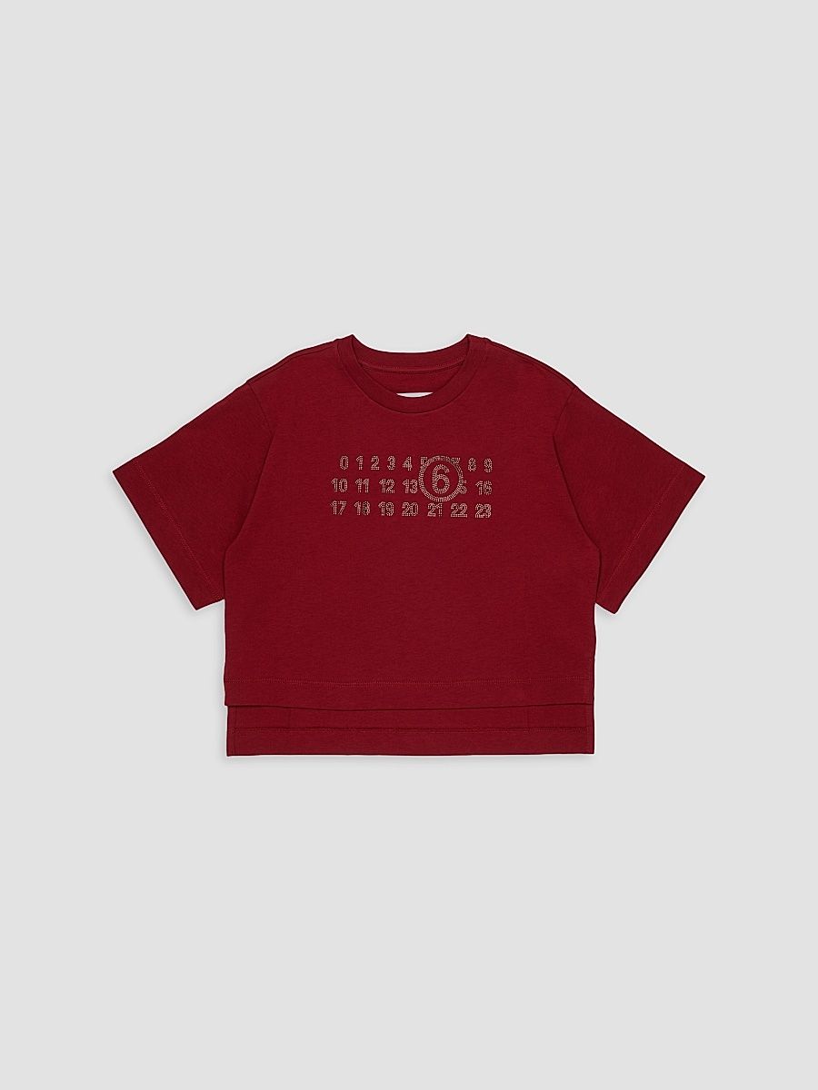Little Kid's & Kid's Embellished Layered T-Shirt - Burgundy - Size 8