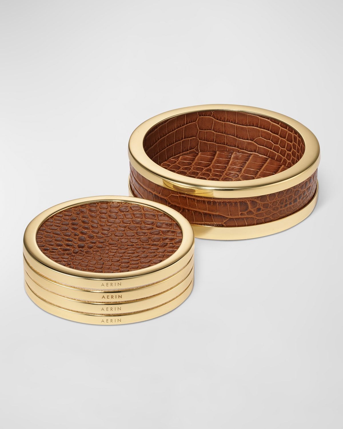 Colette Croc-Embossed Leather Coasters