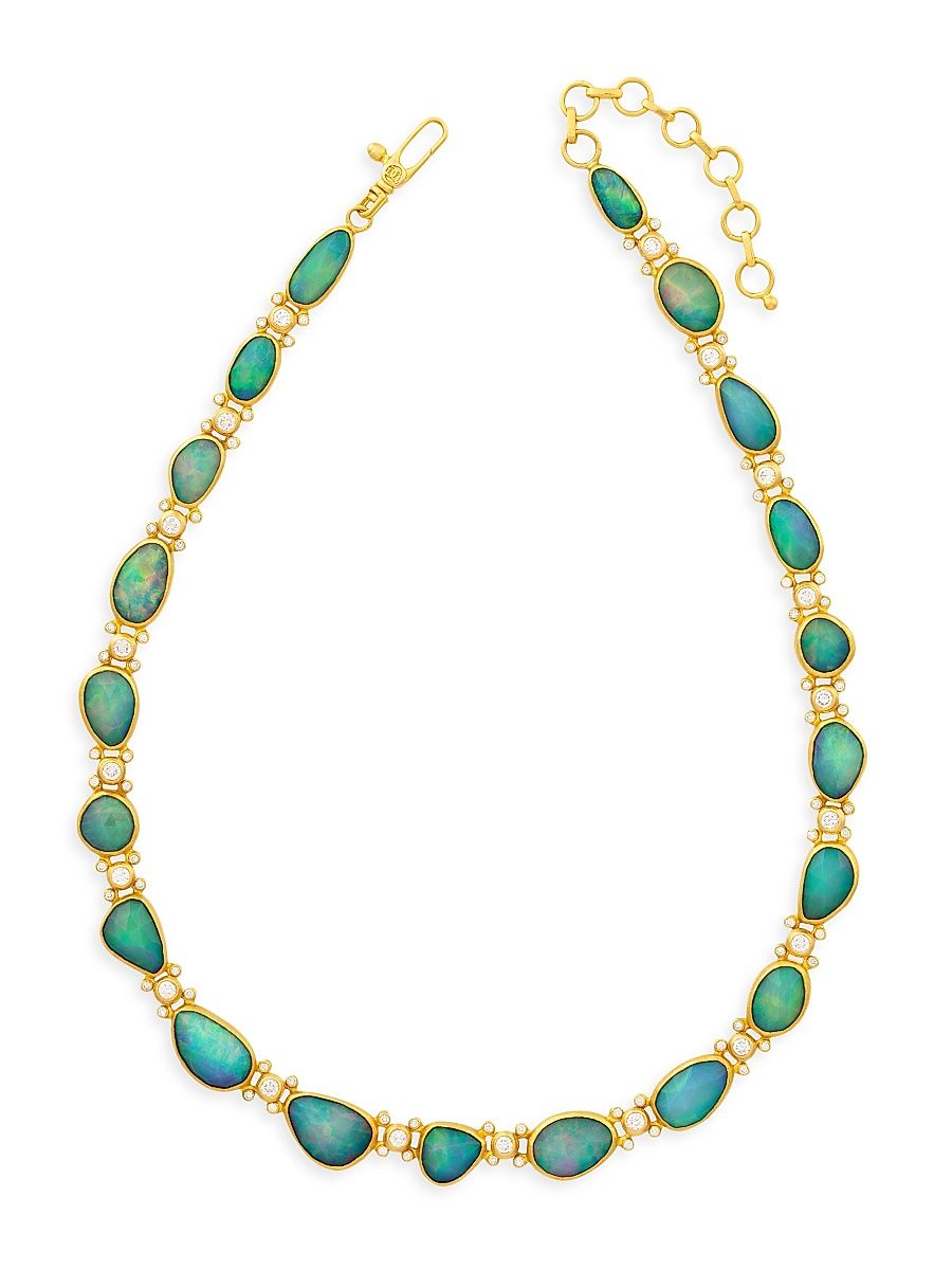 Women's Elements 22K & 24K Yellow Gold, Ethiopian Opal & 3.30 TCW Diamond Necklace - Yellow Gold