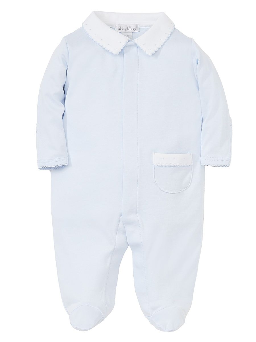 Baby's New Beginnings Kissy Cotton Footie - Light Blue - Size 6 Months