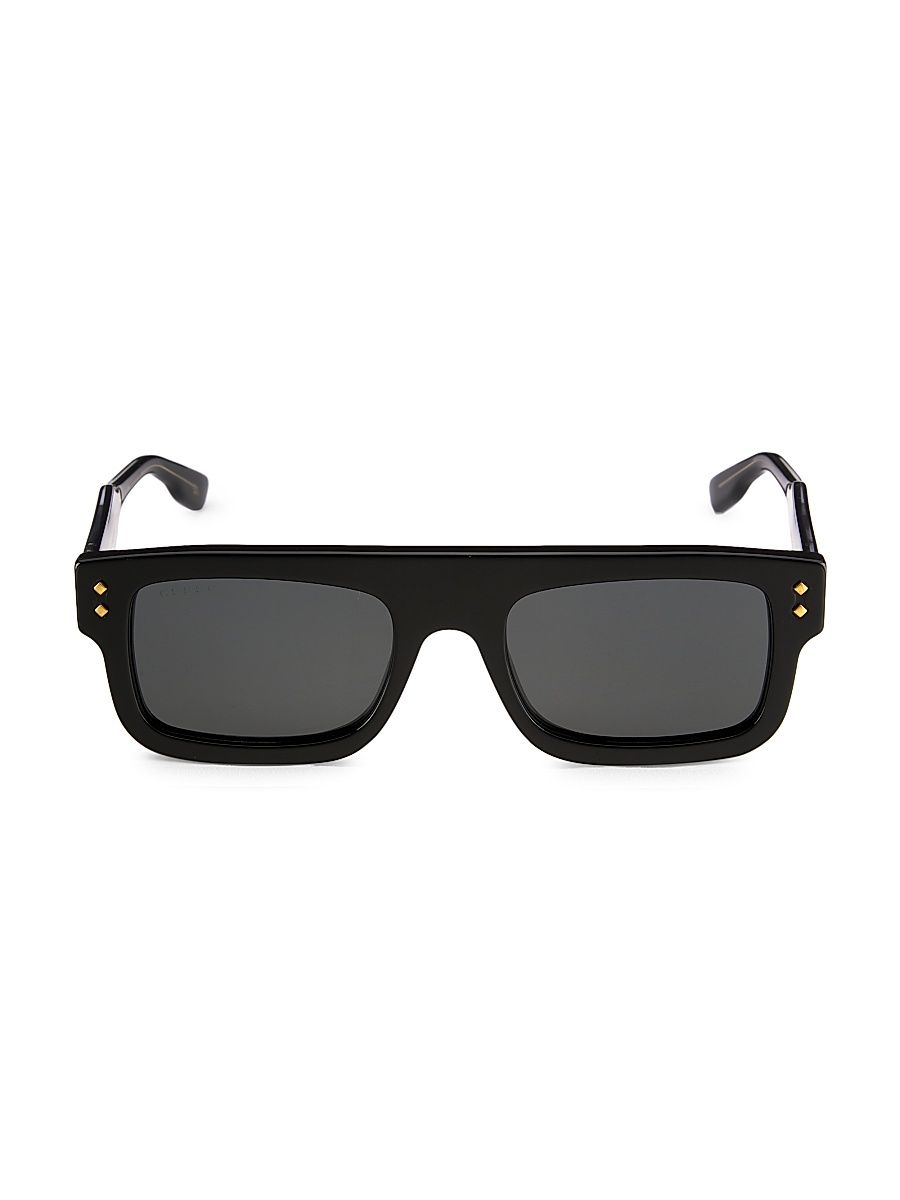 Men's Gucci Logo 53MM Rectangular Sunglasses - Black