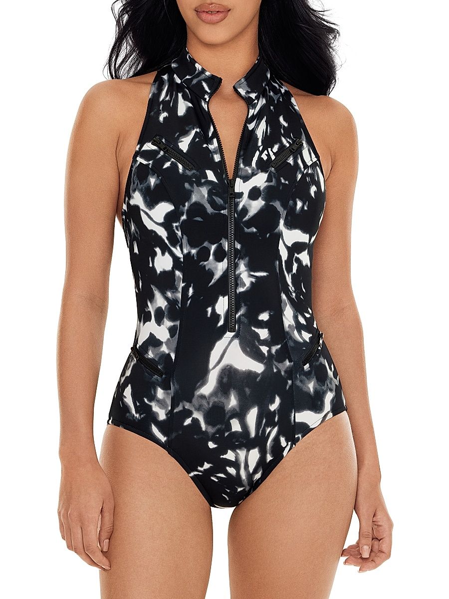 Women's Dream State Coco One-Piece Swimsuit - Black Multi - Size 12