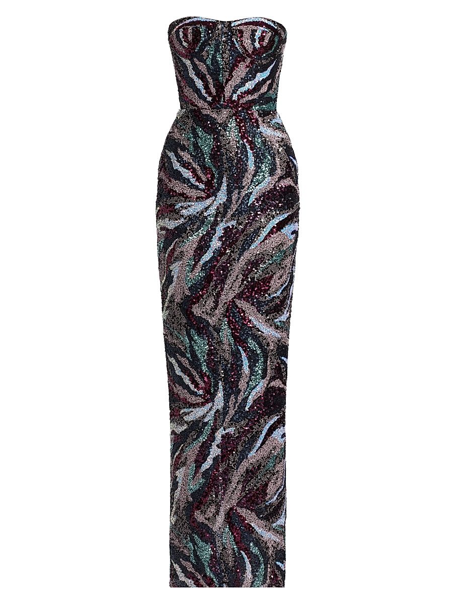 Women's Dahlia Sequined Maxi Dress - Pink Multi - Size Large