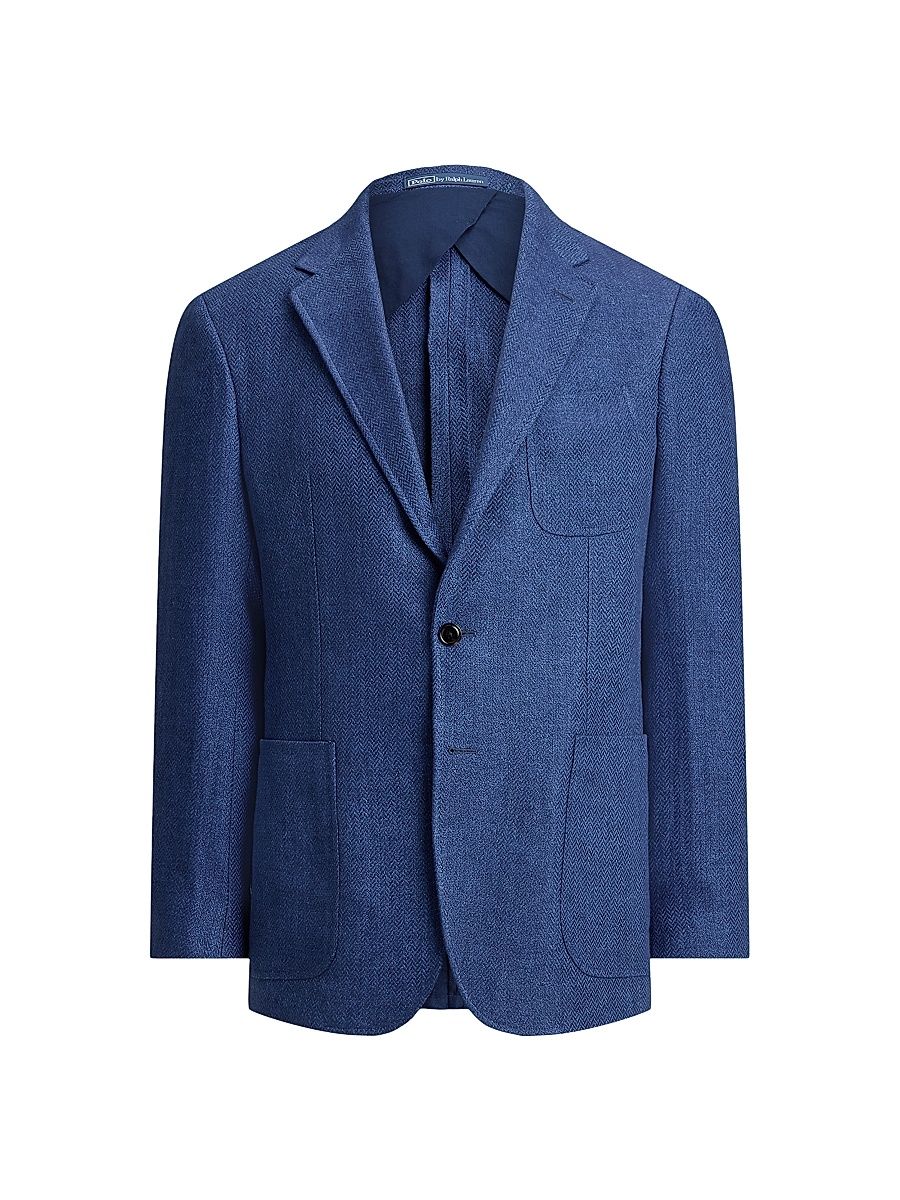 Men's Tonal Herringbone Linen Sport Coat - Bright Navy - Size 40