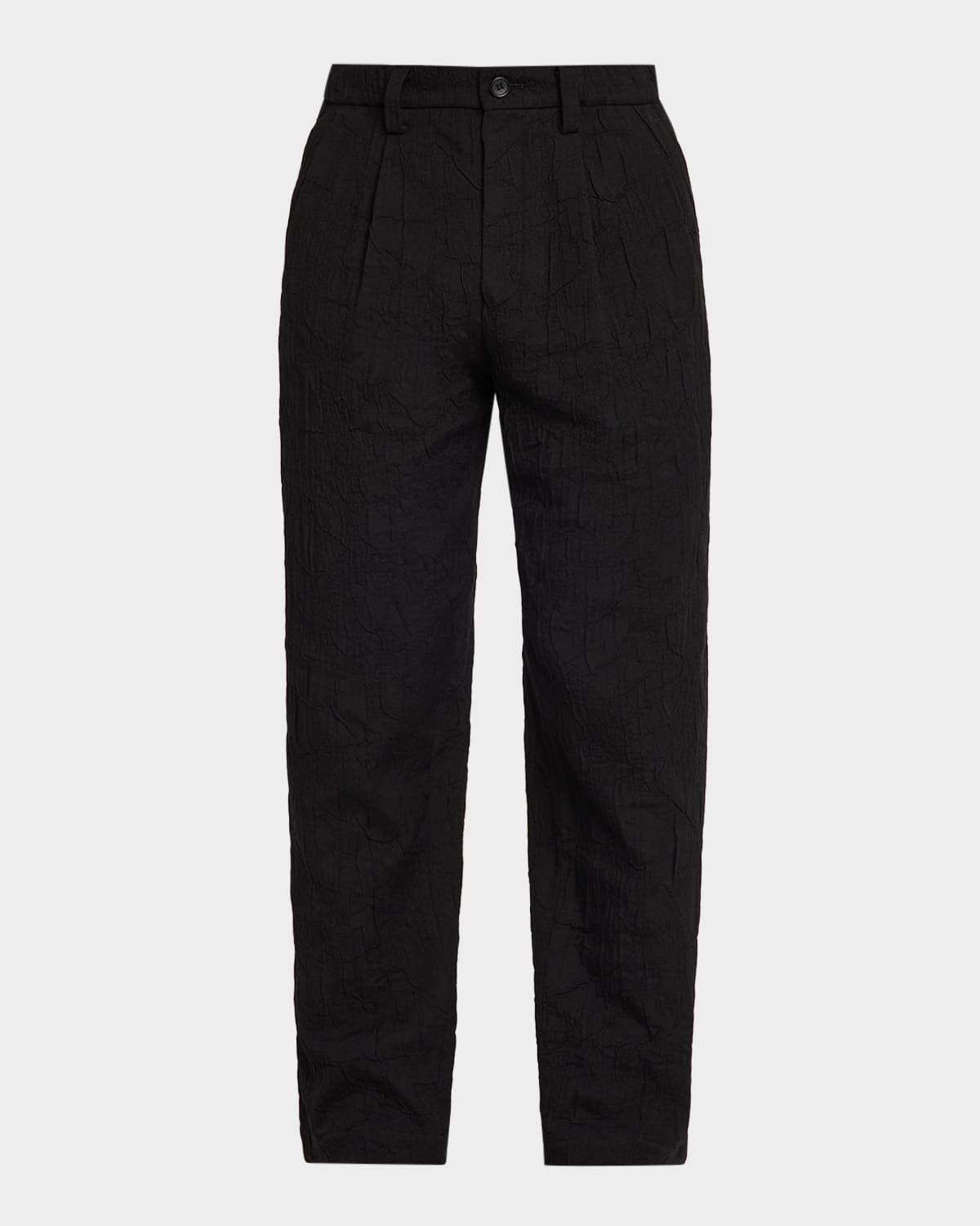 Men & apos;s Shrink Jacquard Pleated Trousers