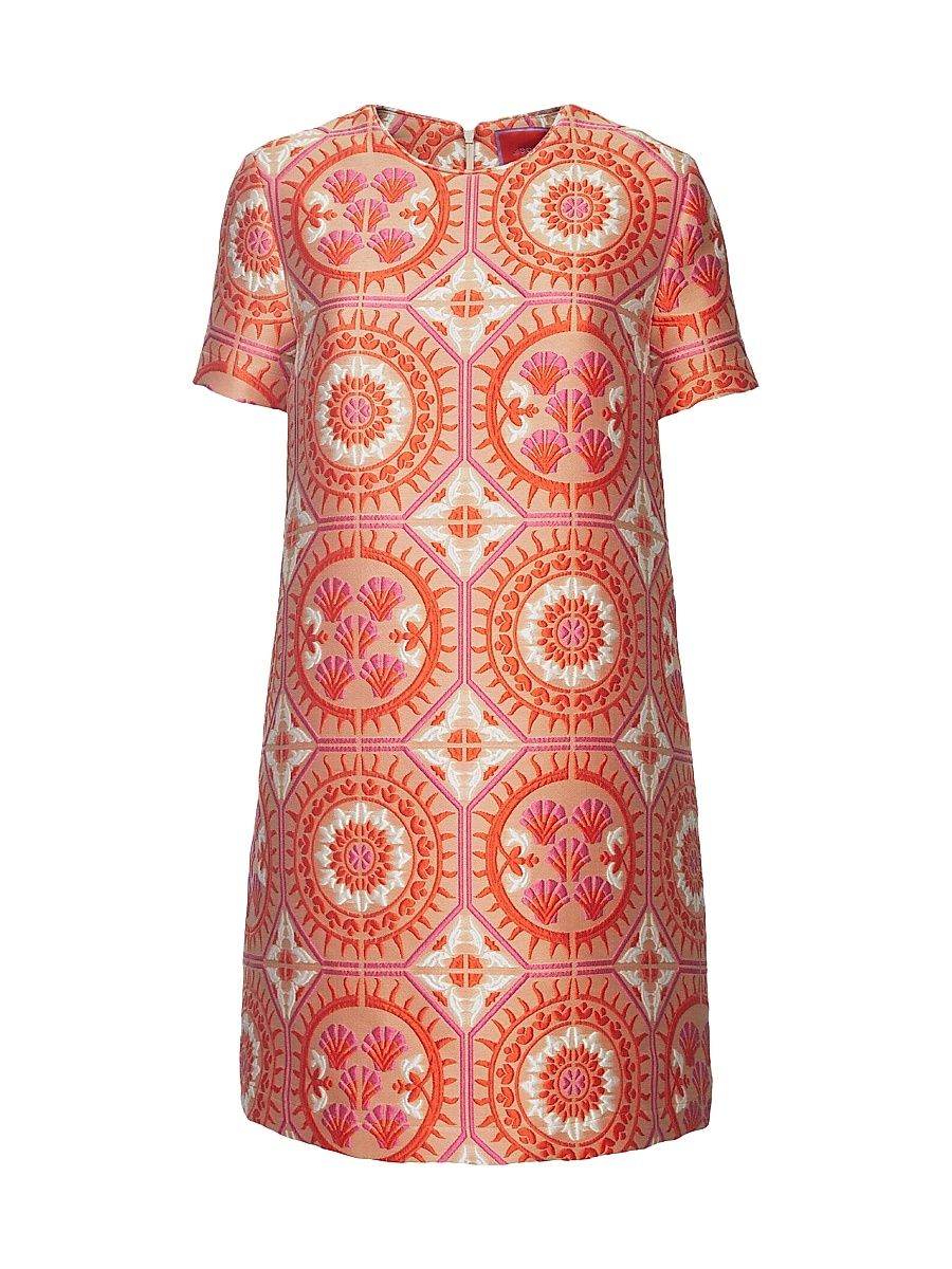 Women's Mini Swing Dress - Sun Jacquard Orange - Size Small